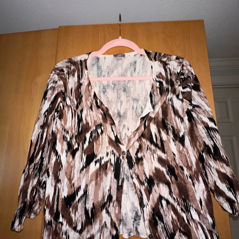 J. Jill Brown and Black Patterned Cardigan